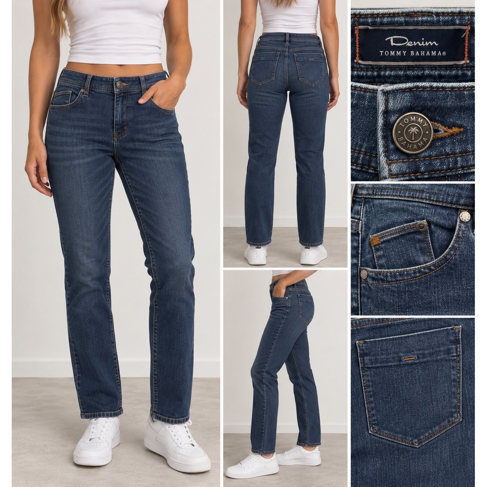 Tommy Bahama Denim Women Dark Wash Straight Leg Jeans Size 6 Blue Stretch